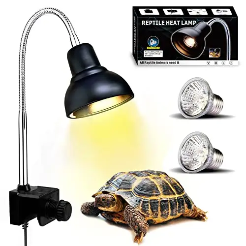 Lampe Chauffante Tortue, Lampe Reptiles et Amphibiens avec 2 Ampoules Basking Spot UVA UVB et Pince Pivotante à 360 ° adapté pour Tortue, Serpent, Lézard, Cacatoès, Caméléon etc.