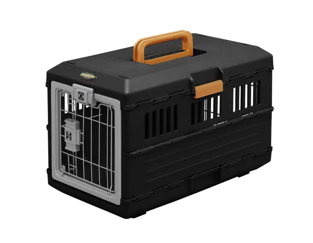 Iris Ohyama, Caisse, Cage, Box de Transport pour Chien, Chat, 2 Portes, Clips, et Loquet de Sécurité, Plastique(PP) sans BPA,L55 x P31.5 x H36.4 cm, Train, Voiture et Avion, FC-550, Noir