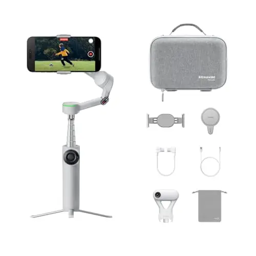 Insta360 Flow 2 Pro – Stabilisateur IA pour Smartphones (iPhone et Android) – Idéal pour Voyages, Vlogs et création – Pack créateur Ultime Gris