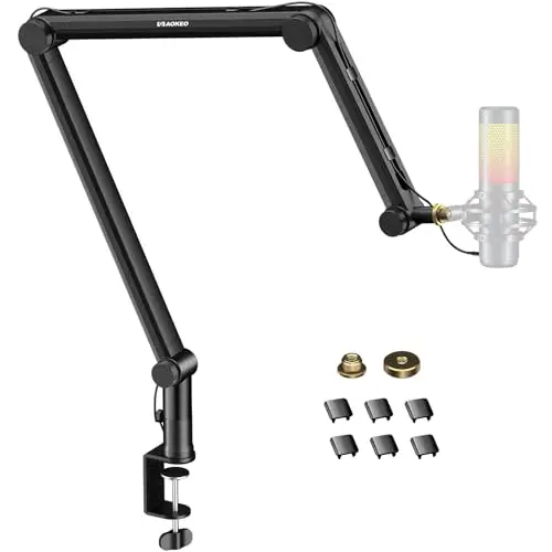 Aokeo AK-49 Bras de microphone réglable et compact pour Blue Yeti, Snowball iCE, HyperX QuadCast, SoloCast, Elgato Wave, etc
