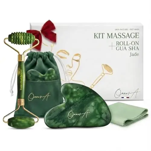 OanovA Kit Gua Sha et Roller Jade Vert