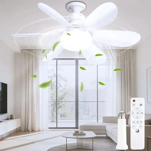 Ventilateur de plafond avec éclairage et télécommande, 3 vitesses, 50CM éclairage LED avec protection d'urgence minuterie à intensité variable 3000K-6500K silencieux idéal pour le salon ou la chambre