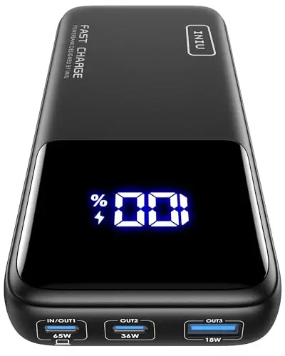 INIU Batterie Externe, 20000mAh 65W Fast Charging Power Bank for Phone & Laptop, Batterie Portable USB C Input & Output Compatible avec MacBook Steam Deck iPad iPhone 17 16 15 14 Pro Max Samsung S23