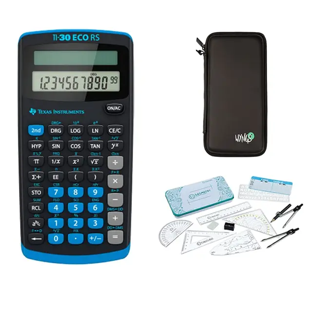 TI-30 ECO RS + Housse de protection SafeCase + Set De Géométrie CALCUSO
