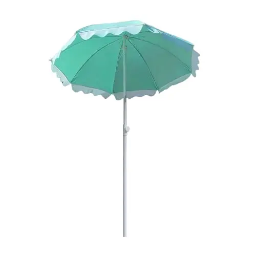 Parasol de terrasse à franges de 1,4 m, réglable en hauteur, parasol de plage, parasol de jardin vintage, parasol compact pour balcon, petite terrasse et extérieur