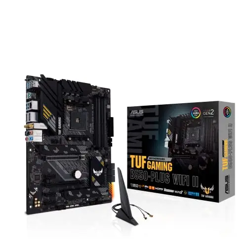 ASUS TUF Gaming B550-PLUS WiFi II AMD AM4 (3e génération Ryzen ATX Gaming Carte mère PCIe 4.0, WiFi 6, LAN 2,5 Go, flash BIOS, USB 3.2 Gen 2, en-tête RGB adressable Gen 2 et Aura Sync)