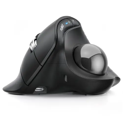 Nulea M514 Souris verticale ergonomique sans fil avec contrôle du pouce avec clics silencieux, défilement ultra-rapide, connexion 3 appareils (Bluetooth et récepteur USB), rechargeable pour PC/Mac