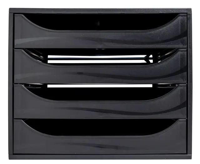 Exacompta - Réf. 228014D - Module économique à tiroirs ECOBOX - Caisson individuel à 4 tiroirs pour document A4 et A4+ - Certifié Ange Bleu - Dimensions 34,8 x 28,4 x 23,4 cm - Coloris noir