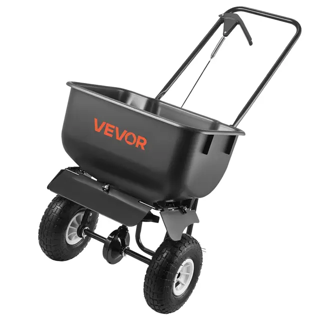 VEVOR Épandeur Engrais 36,3 kg Épandeur à Semence Largeur d'Épandage 3,66 m Semoir à Pousser pour Semer les Graines, Jardinage, Entretien Pelouse et Gazon, 15 Réglages, avec Roues Pneumatiques 25,4 cm