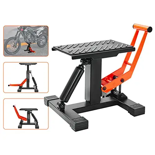 VEVOR Cric de Moto 200 kg Hauteur de Levage 25,5-46 cm Pont Élévateur Hydraulique avec Selles Antidérapantes Table Élévatrice pour Moto Levage Rapide pour Entretien Réparation Quad ATV Atelier Garage