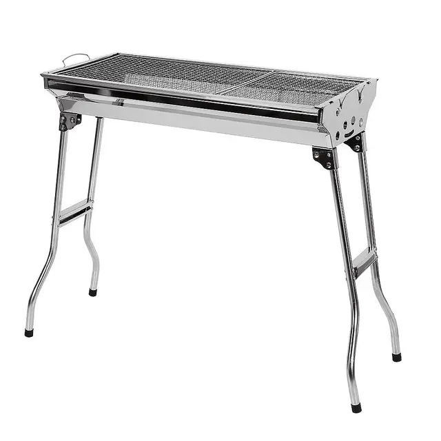 Barbecue à Charbon de Bois Inox,Grill Charbon de Bois XXL,Taille Grande BBQ Pliable Barbecue Grill à Charbon Four de Charbon Portable Robuste-73 * 33,5 * 70 cm-art