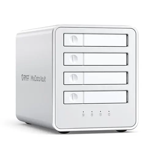 ORICO Boîtier pour Disques durs Raid 40 Gbps SSD NVMe M.2 All-Flash 4 Baies 2,5 SSD NVMe M.2 Station d'accueil Boîtier avec Ventilateur Disque Dur Externe Jusqu'à 32 to pour Le Montage Vidéo 4K/8K