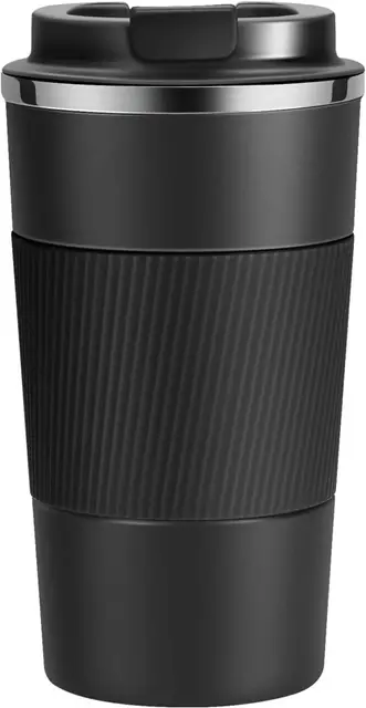 SLOSH Tasse Café Mug Isotherme de Voyage Isolée en Acier Inoxydable Tasse Voiture Etanche sans BPA Tasse Thermique avec Couvercle Chaud et Froid (500ml, Noir)