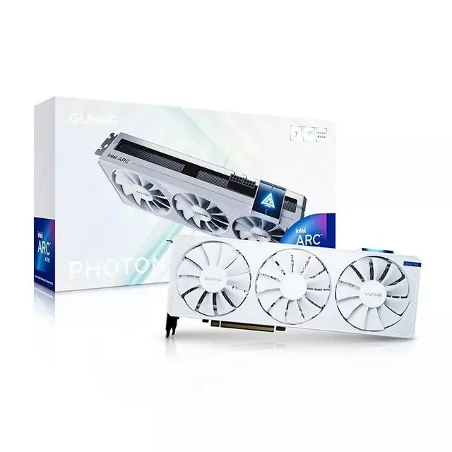 WEELIAO GUNNIR Intel Arc A770 Photon 16 Go OC GDDR6 2400 MHz Triple ventilateur Blanc Carte graphique (256 bits, PCIe 4.0, HDMI/DisplayPort, prend en charge 4 K)