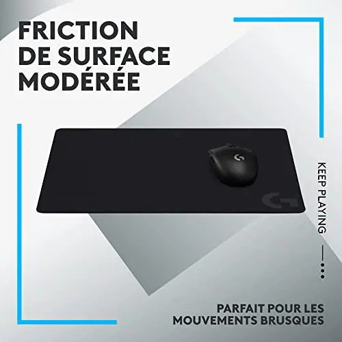 Logitech G G240 Cloth Tapis de Souris de Jeu, Optimisé pour Les capteurs, Friction modérée,Tapis de Souris antidérapant, Accessoires de Jeu Mac et PC, 340 x 280 x 1 mm - Noir