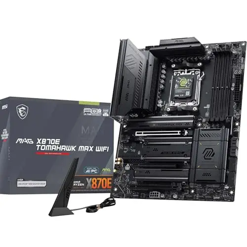 MSI MAG X870E Tomahawk Max WiFi Carte mère, ATX - pour processeurs AMD Ryzen 9000/8000 / 7000, AM5 - VRM 80A SPS, DDR5 Memory Boost (OC jusqu'à 8400+MT/s), PCIe 5.0 x16, 2X M.2 Gen5, Wi-FI 7, 5G LAN