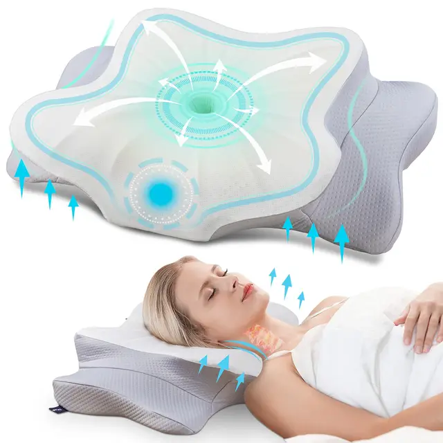 DONAMA Oreiller Ergonomique Cervical pour Les Dormeurs sur Le Côté, Le Dos Et Le Ventre, Oreiller Memoire Forme pour Le Cou et Les Épaules, avec Taie d'oreiller