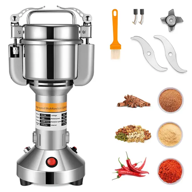 Moulin à Céréales Électrique, Couleeur Grinder Electrique 150g Haute Vitesse Broyage Moulin à Épices Moulin Epices avec 3 Lames en Acier Inoxydable Machine à Poudre pour Céréales Herbes Épices Noix
