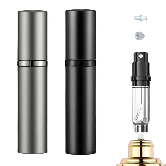 Vaporisateur Vide,2 Pièces Vaporisateur Parfum Rechargeable Voyage Vide,Vaporisateur Parfum pour les Voyages,les Femmes et les Hommes(5ML,Noir,Gris)