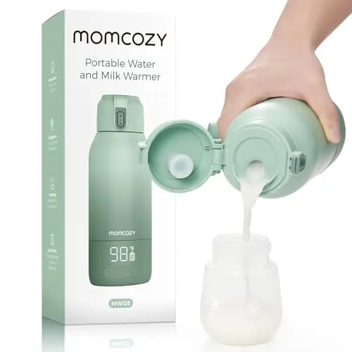 Momcozy Chauffe Biberon Portable pour Nomade sans Fil, Chauffage Rapide et Longue Autonomie, 2 Modes de Chauffe pour Lait Maternel et Eau, Grande Capacité de 500ml pour Toute la Journée