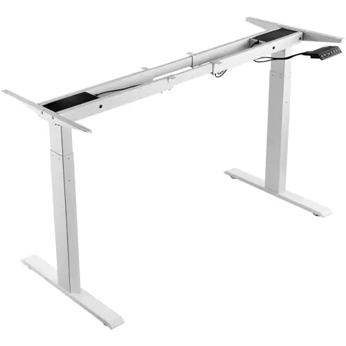 VEVOR Cadre de Bureau Debout Double Moteur, Hauteur réglable 70-117 cm, Pieds de Bureau d'ordinateur électrique, Longueur 110-178 cm, Base de Poste de Travail pour la Maison, Cadre Uniquement, Blanc