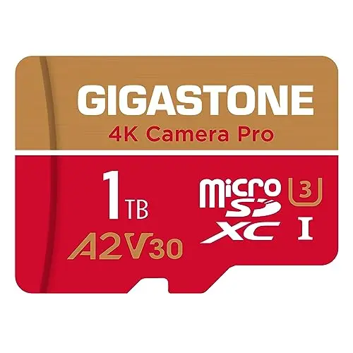[5 Ans Récupération de données Gratuite] GIGASTONE Carte Mémoire 1 to, Camera Pro Max, Vitesse jusqu'à 150/140 Mo/s, pour GoPro, DJI, Drone, Insta360, 4K Video A2 V30 U3 MicroSDXC avec Adaptateur SD.