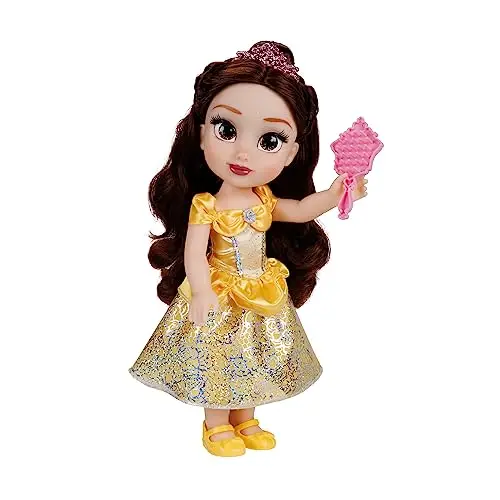 Disney Princesse - Poupée 38cm Belle - Licence Officielle Disney - Collection Mon Amie Princesse - Robe Effets Argentés Et Brosse Incluse - Poupée à Collectionner - Cadeau Enfants Dès 3 Ans