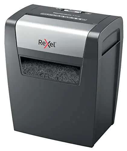 Rexel Momentum X308 Destructeur Coupe Croisée, Jusqu'à 9-8 feuilles (70-80 g/m²), Corbeille 15L, Noir, 2104570EU