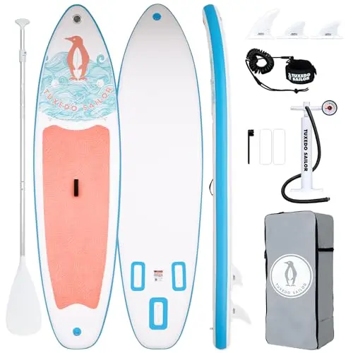 Tuxedo Sailor Paddle Gonflable Adulte, Planche de Stand Up Paddle Gonflable Sup Paddle Board Gonflable Planche à Pagaie Gonflable avec Accessoires Complets
