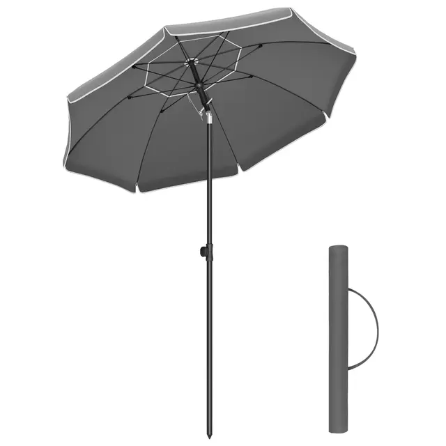 SONGMICS Parasol de 160 cm, Protection Solaire UPF 50+, Inclinable sur 30° dans les 2 sens, Hauteur Réglable, avec Sac de Transport, pour Balcon, Jardin, Terrasse, Plage, sans Base, Gris GPU060G01