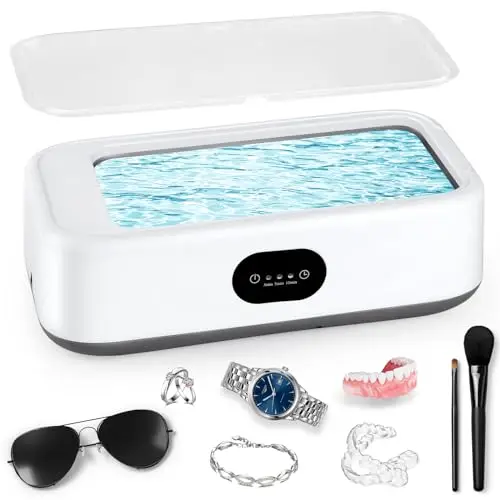 MXTIMWAN Nettoyeur Ultrasons 640ML, 49KHz Ultrasonic Low Noise Cleaner, avec 3 Minuteries Numériques, pour Bijoux, Dentier, Montres, Lunettes, Tête de Rasoir