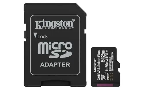 Kingston Canvas Select Plus Carte mémoire microSD 512GB microSDXC Gen3 150MB/s A1 Adaptateur SD Inclus - SDCS3/512GB