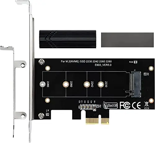 Adaptateur NVME M.2 SSD Vers PCIE - Dissipation Puissante Du Dissipateur Thermique - Compatible Avec Interface X1, X4, X8, X16 Pour SSD M-Key M.2 - 2230, 2242, 2260, 2280 - Pack