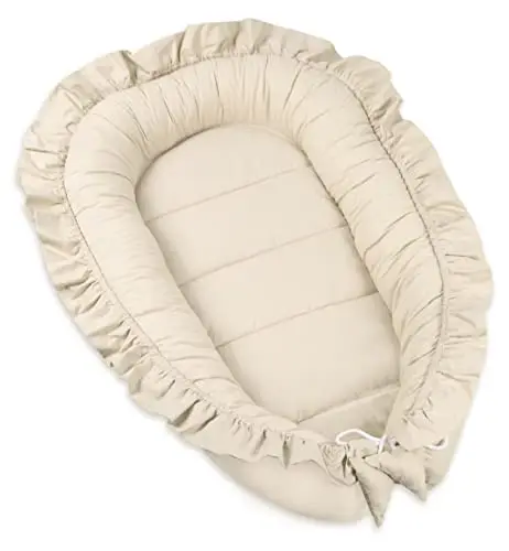PIMKO Nid pour bébé avec Volants pour bébé réducteur Lit bébé 2 côtés 100% Coton Convient pour la Maison ou comme 55 x 90 cm
