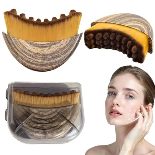 Brosse Lymphatique Visage 1 Pièce + Boîte, Massage Contour Menton Mâchoire Marron, Petite Taille Drainage Lymphatique