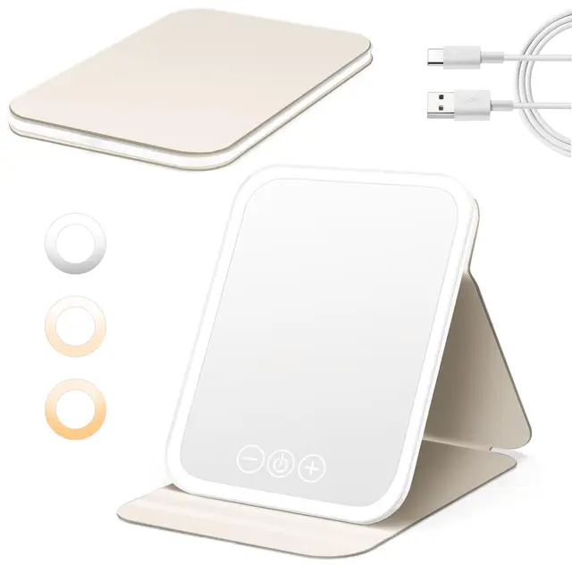 NXPZ Miroir de Maquillage Lumineux Portable Pliable