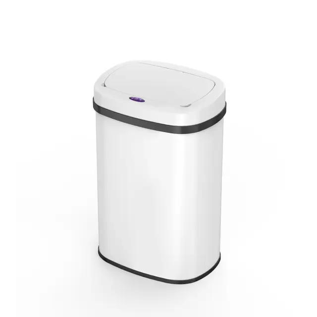 KITCHEN MOVE Poubelle de cuisine automatique 58L MAJESTIC WHITE blanc grande capacité en INOX avec cerclage