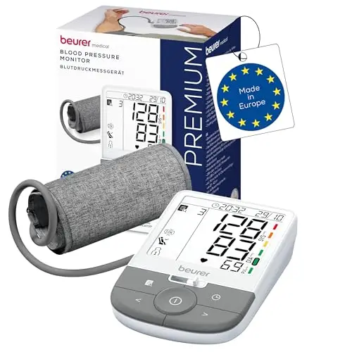 Beurer BM 53 Tensiomètre pour bras, fabriqué en Europe, cliniquement validé, détection fibrillation auriculaire, indicateur de risque, bras 22-42 cm, transfert de données vers Apple Health