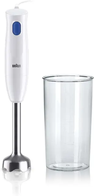 Braun MultiQuick 1 - Mixeur Plongeant Léger pour Soupes, Smoothies et Purées Bébé, 1 Vitesse, Verre Doseur 600 mL, 450W, Blanc (MQ10.001MWH)
