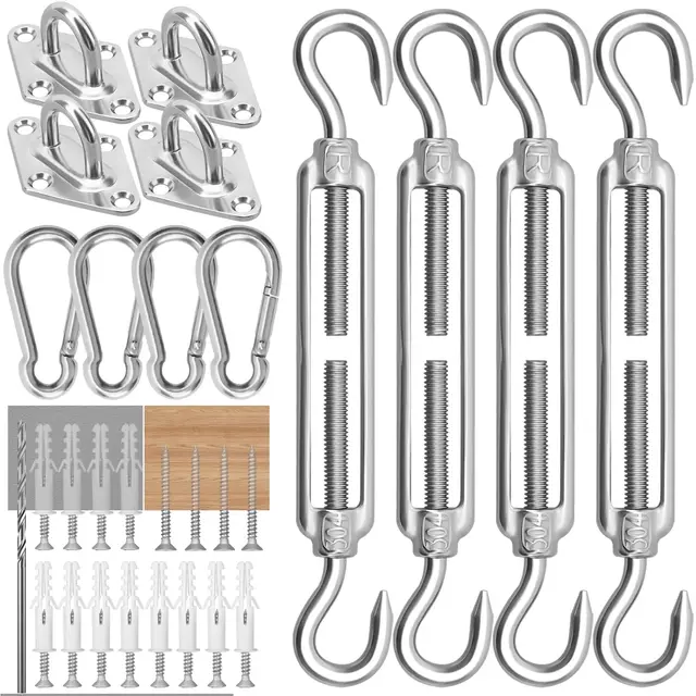 M6 Kit de Fixation pour auvent en Acier Inoxydable Robuste pour Triangle et carré, rectangulaire, Accessoires de Fixation de Voile d'ombrage