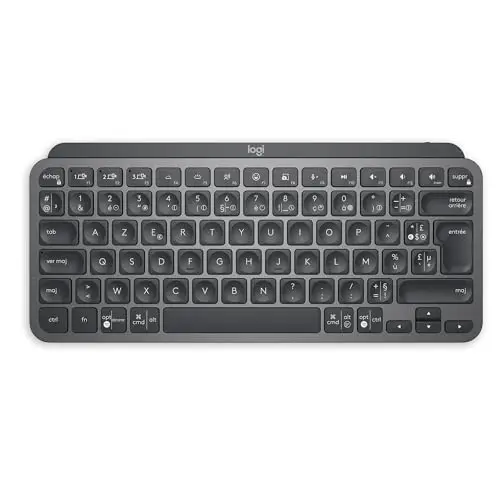 Logitech MX Keys Mini Minimaliste Clavier sans Fil Illuminé, Compact, Bluetooth, Rétroéclairé, USB-C, Compatible Apple macOS, iOS, Windows, Construction métal, Francais AZERTY - Gris foncé