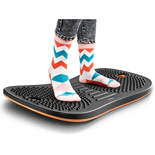 FEZIBO Bureau Assis Debout Anti-fatigue Bois Planche d'équilibre Stable Durable, Balance Board Design Ergonomique Tapis de Sol Confortable Coussin d'équilibre pour Exercice, Gym, Sport