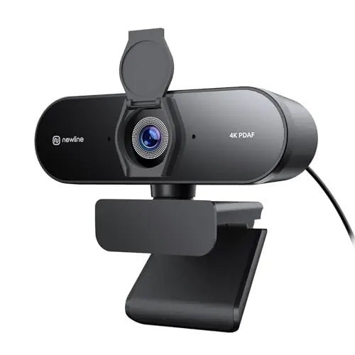 Webcam 4k avec 2 Micro, 12 Mégapixels, Autofocus PDAF en 1 Seconde, 1080p@60FPS, Son Stéréo Clair, Correction Automatique de la Lumière, Caméra PC USB pour Windows MacOS Streaming