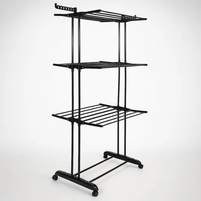 SPRINGOS Sèche-linge vertical pliable avec 3 niveaux et 24 barres - Grande capacité de séchage, design ergonomique, surface de séchage de 17 m