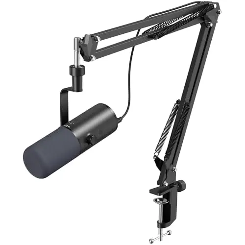 TONOR USB/XLR Micro Gaming Dynamique pour PC, Microphone Cardioïde de Studio avec Bras de Support pour Podcasting, Streaming, Enregistrement Vocal, Prise Casque 3,5 mm, Bouton Mute,TD510 AIR H+