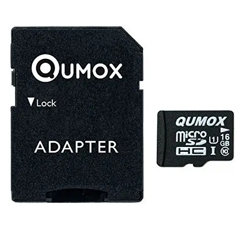 QUMOX Carte mémoire Micro SD 16 Go Classe 10 UHS-I High Speed Vitesse écriture12 Mo/s Vitesse Lecture Jusqu’à 70 Mo/s