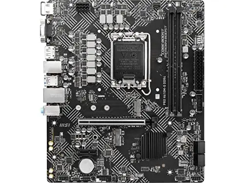 MSI Pro H610M-G DDR4 Carte mère, Micro-ATX - pour processeur Intel de 14e, 13e et 12e gén., LGA 1700 - DDR5 Memory Boost 3200MHz/MAX, PCIe 4.0 x16, M.2 Gen3