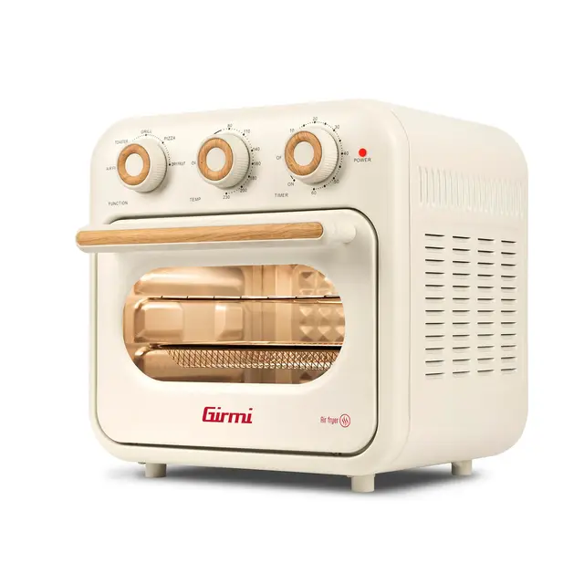 Girmi Friteuse à air chaud 14L, four multifonction 5 en 1, grill, déshydrateur, convection, ventilateur puissant, température 230°C, minuteur, accessoires inox, plateau antiadhésif, lumière interne