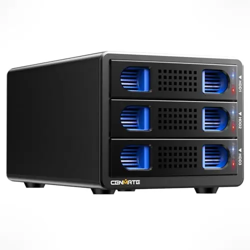 Boîtier Disques Durs, Aluminium Boîtier 3 Baies 10Gbps avec Ventilateur pour HDD/SSD SATA 2,5/3,5, Câble USB A/C 3.2 Remplacement à Chaud, Boîtier HDD sans Outil, DAS (sans Raid/NAS)