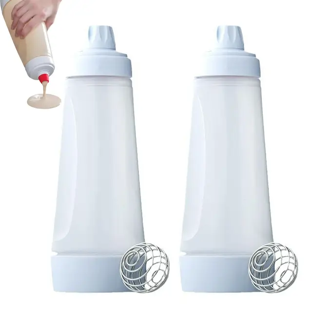 Lot de 2 distributeurs de pâte à crêpes, mélangeurs de pâte à crêpes avec fouet métallique pour cupcakes, crêpes